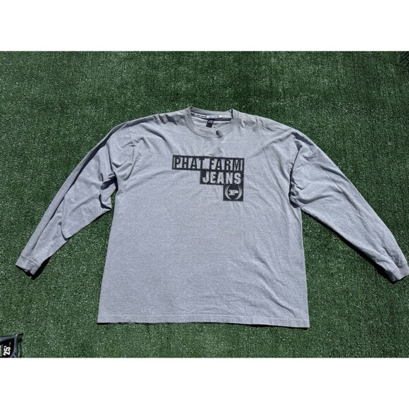 Vintage Phat Farm Shirt Mens 2XL XXL Grey Y2K 90s Pullover HipHop Rap Tee USA - Picture 1 of 9